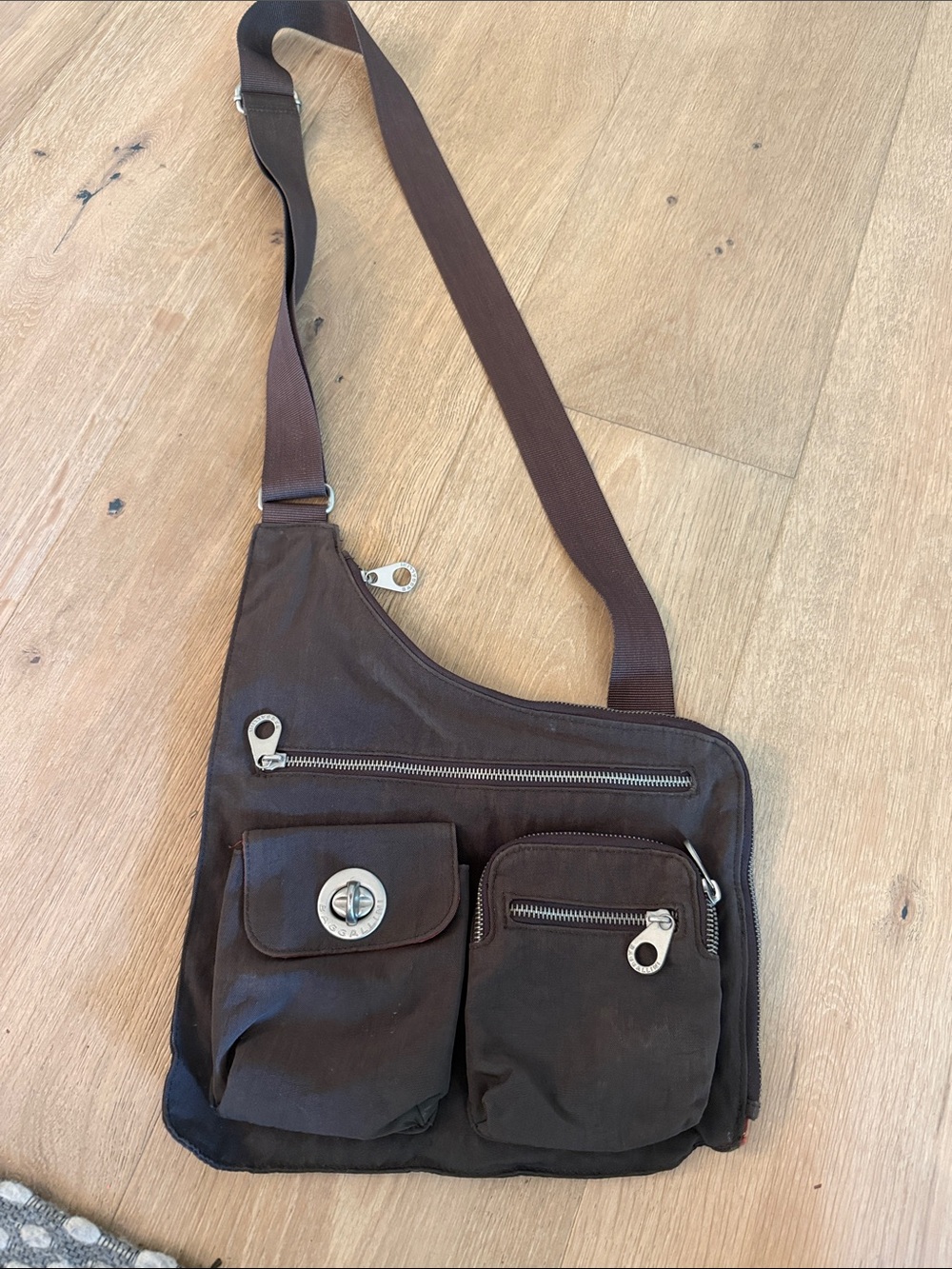 Baggallini Brown Crossbody Sling Bag with Multiple Pockets
